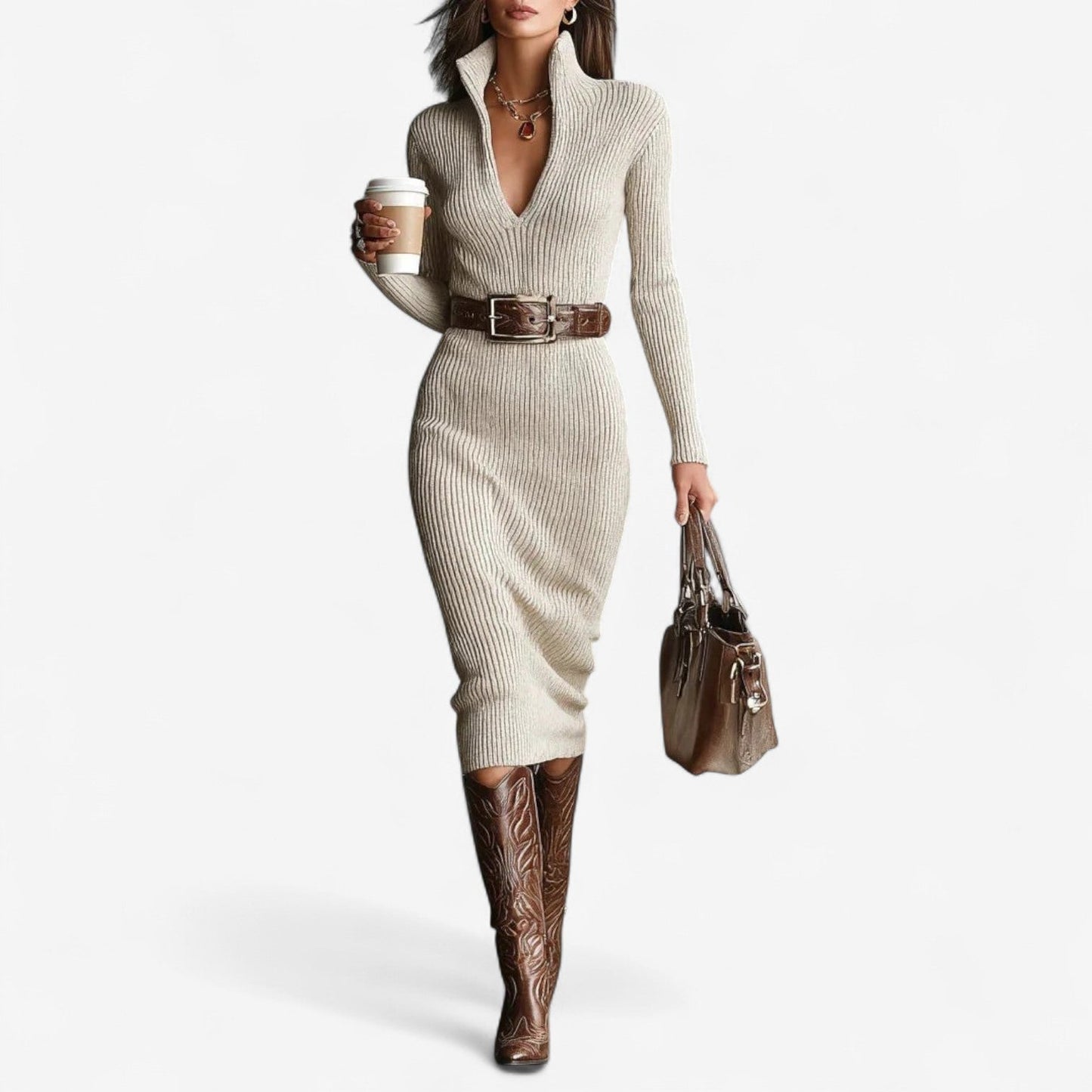 YARA™ | Ribbeljurk met Flatterende Taille en Tijdloze Elegantie voor Dag en Avond